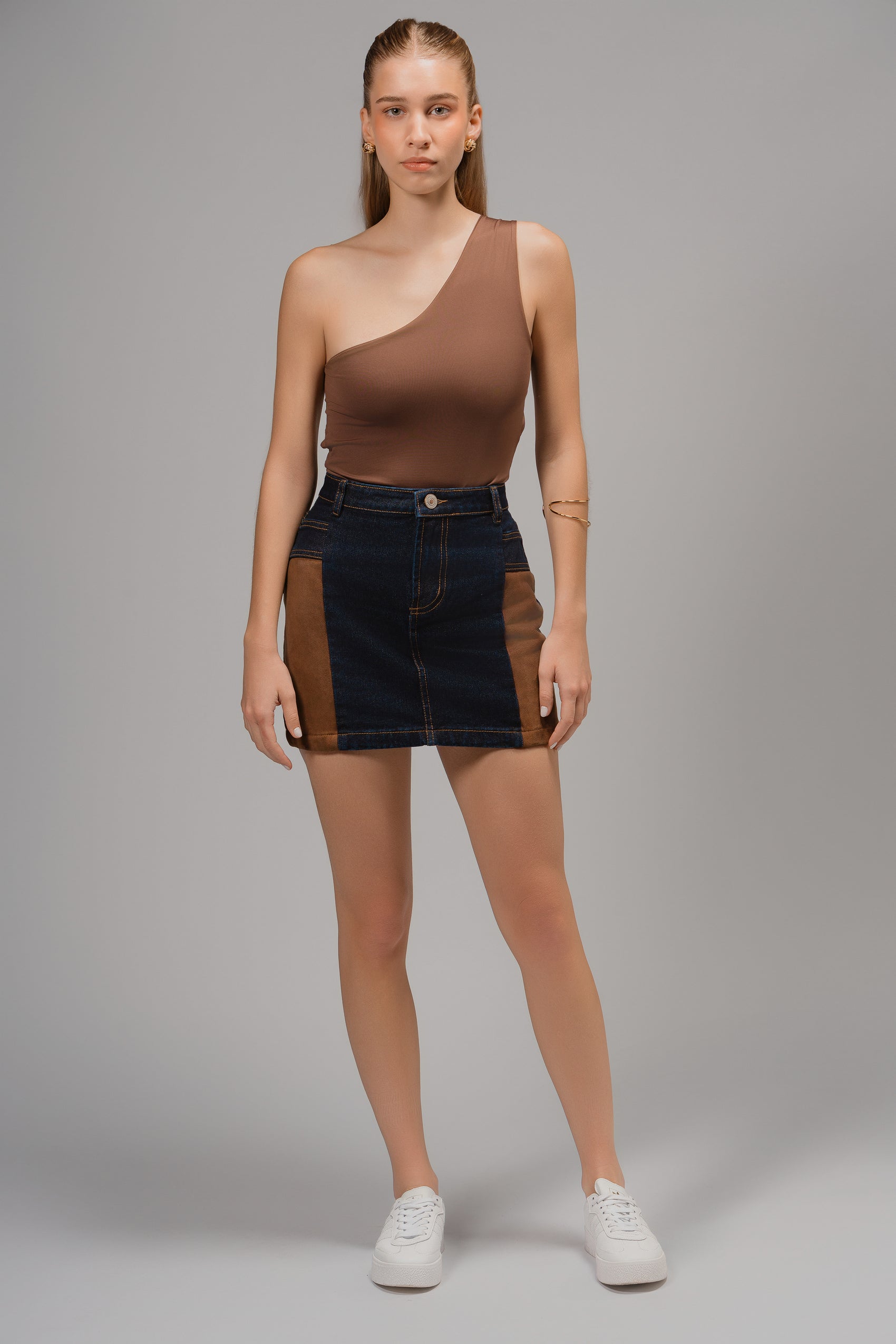 DENIM PATCHY MINI SKIRT