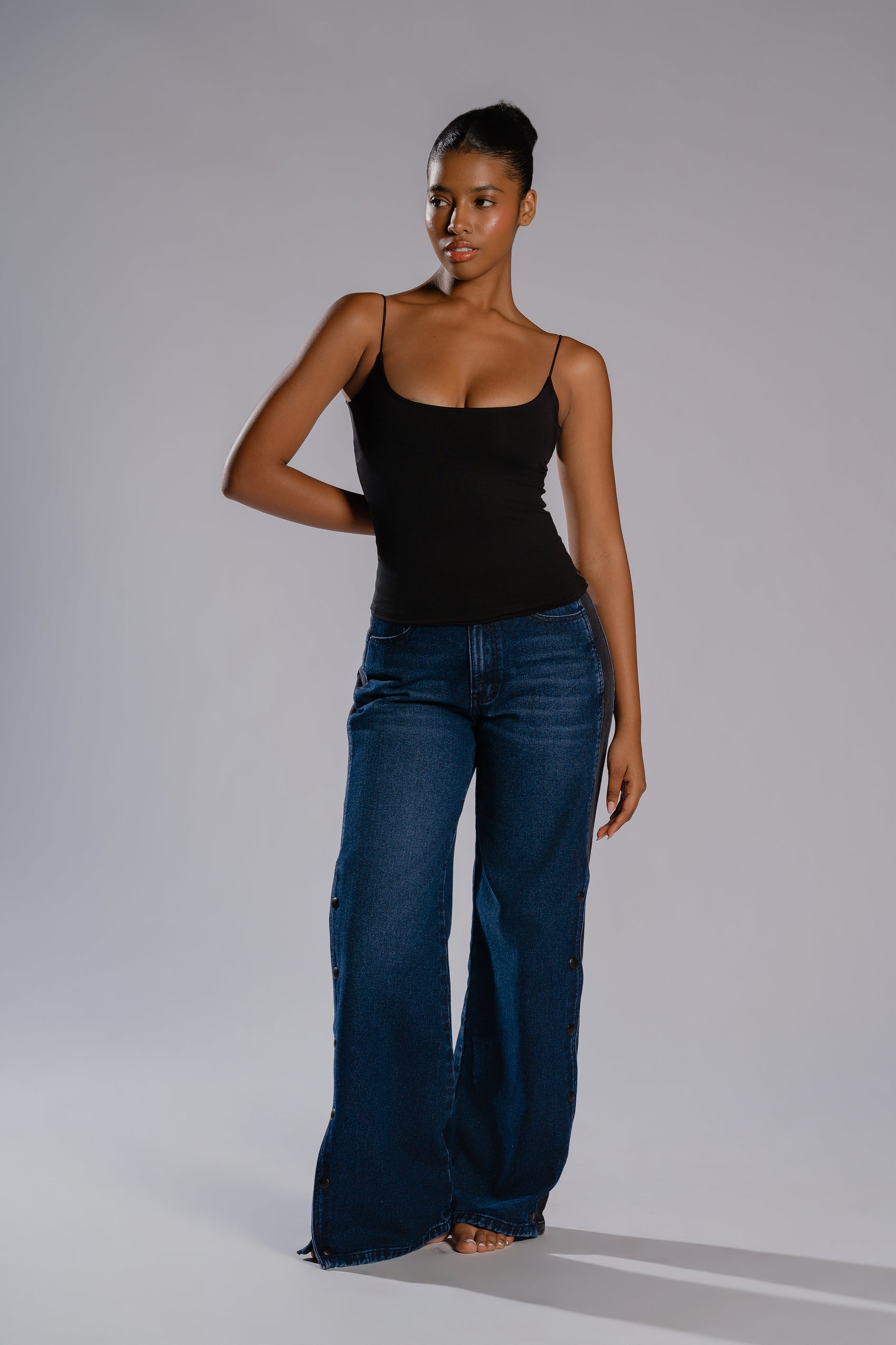 TWO-TONE WIDE JEANS