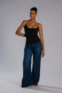 TWO-TONE WIDE JEANS