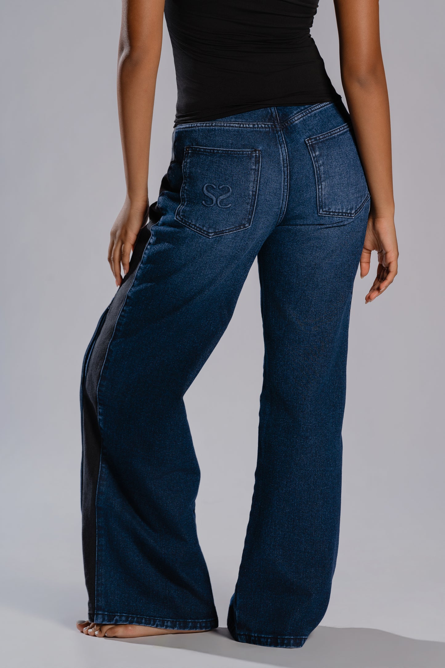 TWO-TONE WIDE JEANS